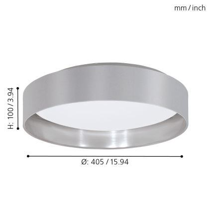 Eglo 31623 - LED mennyezeti lámpa MASERLO LED/16W/230V 3000K átm. 40,5 cm szürke/ezüst