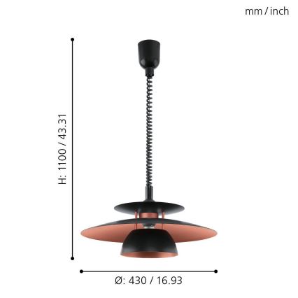 Eglo - Behúzható csillár 1xE27/60W/230V
