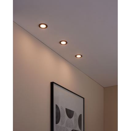 Eglo 31743 - 3 darabos szett, fényerőszabályozható LED fürdőszobai süllyesztett lámpa FUEVA-Z LED/2,8W/230V 2700-6500 K IP44 fekete átmérő 8,5 cm