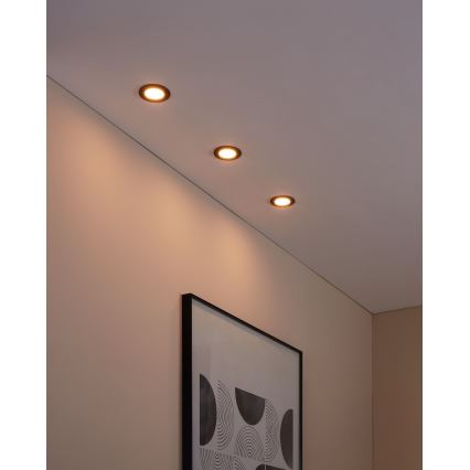 Eglo 31743 - 3 darabos szett, fényerőszabályozható LED fürdőszobai süllyesztett lámpa FUEVA-Z LED/2,8W/230V 2700-6500 K IP44 fekete átmérő 8,5 cm