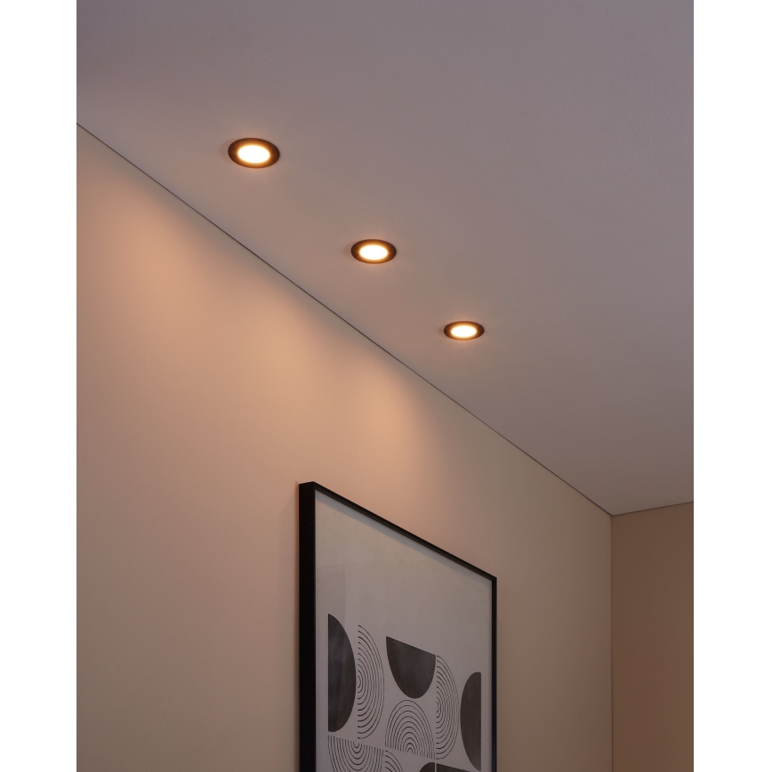 Eglo 31743 - 3 darabos szett, fényerőszabályozható LED fürdőszobai süllyesztett lámpa FUEVA-Z LED/2,8W/230V 2700-6500 K IP44 fekete átmérő 8,5 cm