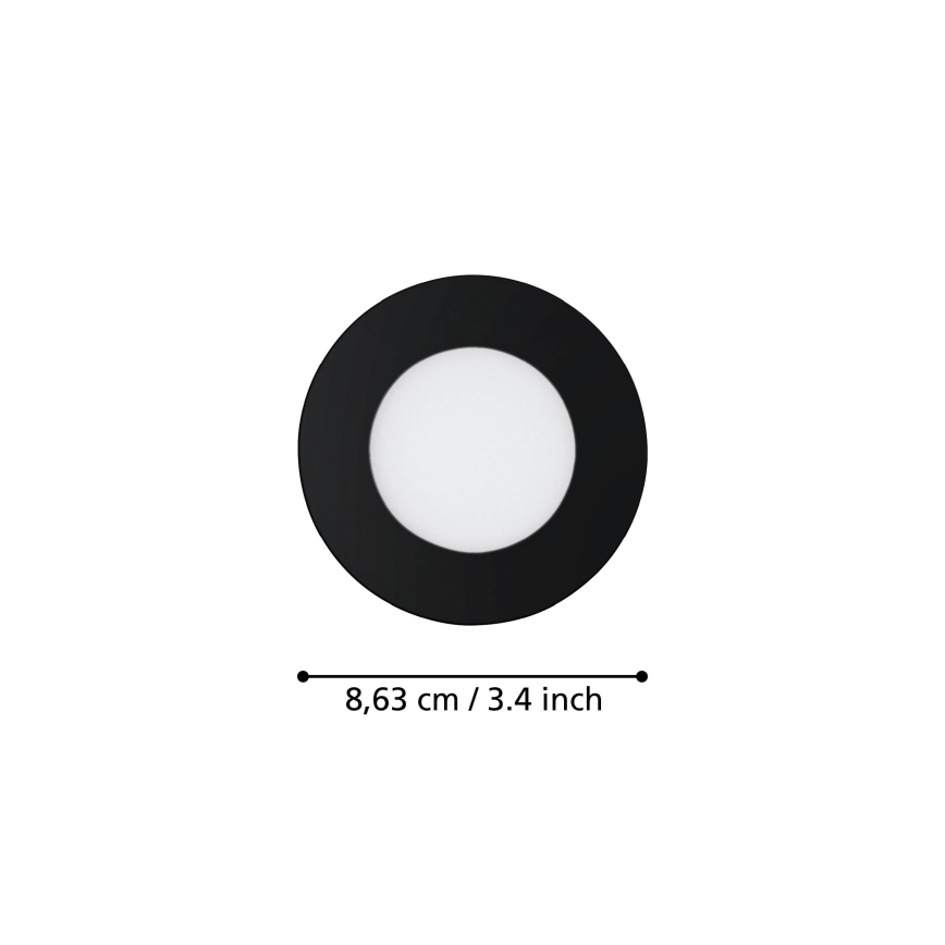 Eglo 31743 - 3 db-os szett dimmelhető, LED-es fürdőszobai süllyesztett lámpa FUEVA-Z 1xLED/2,8W/230V 2700-6500 IP44 fekete átm. 8,5 cm