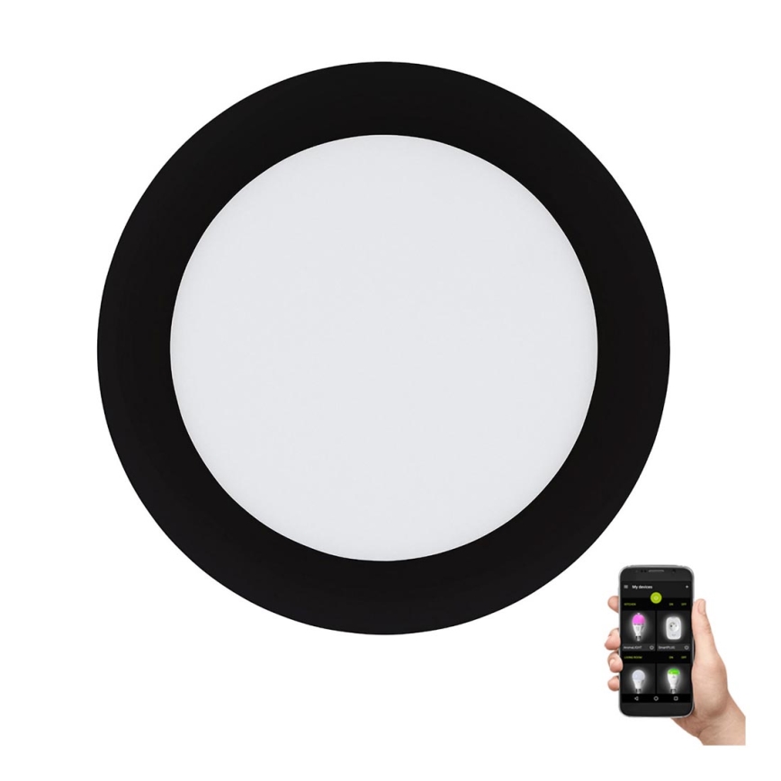 Eglo 31744 - LED fényerőszabályozható fürdőszobai süllyesztett mennyezeti lámpa FUEVA-Z LED/10,5W/230V 2700-6500K IP44 fekete átm. 16,5 cm