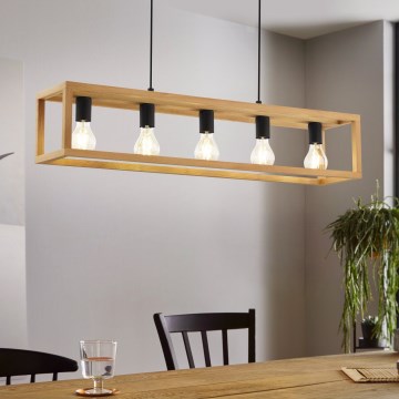 Eglo 32143 - BLACKCROWN kábeles függeszték, 5xE27/40W/230V, barna