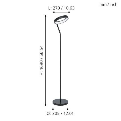 Eglo 32327 - LED RGBW dimmelhető állólámpa MARGHERA-C LED/15,5W/230V 2700-6500K fekete