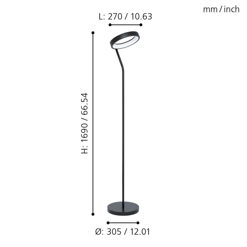 Eglo 32327 - LED RGBW dimmelhető állólámpa MARGHERA-C LED/15,5W/230V 2700-6500K fekete