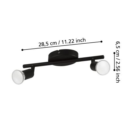 Eglo - LED Spotlámpa 2xGU10/2,8W/230V 3000K fekete