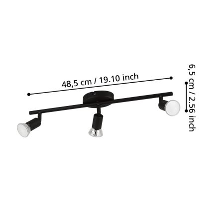 Eglo - LED Spotlámpa 3xGU10/2,8W/230V 3000K fekete
