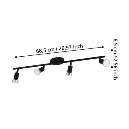 Eglo - LED Spotlámpa 4xGU10/2,8W/230V 3000K fekete