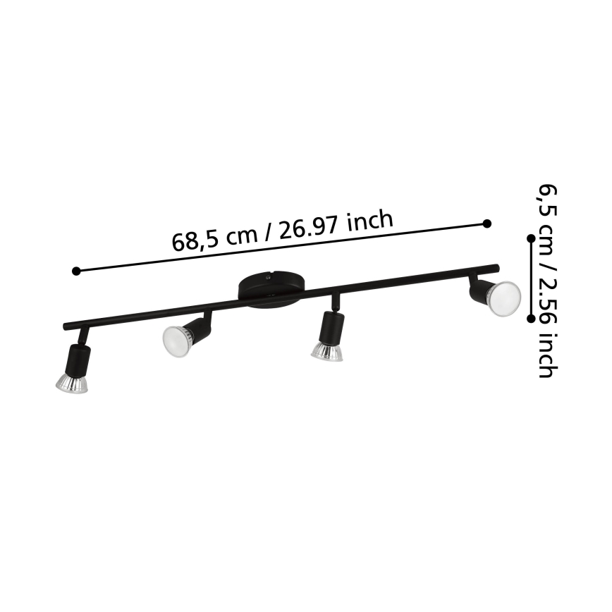 Eglo - LED Spotlámpa 4xGU10/2,8W/230V 3000K fekete