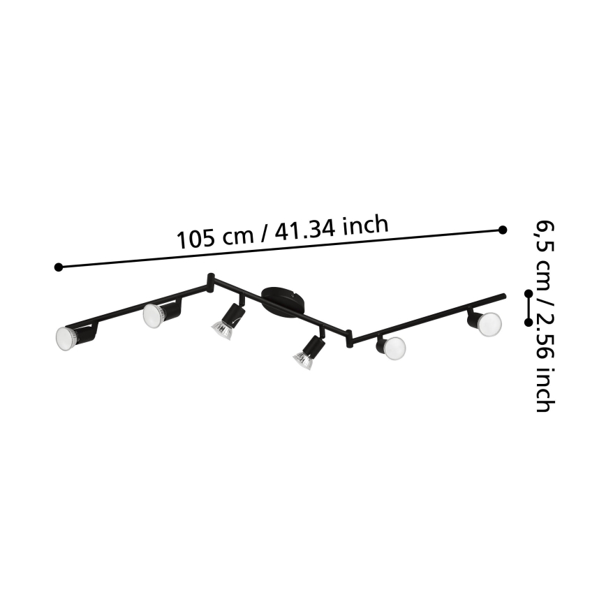 Eglo - LED Spotlámpa 6xGU10/2,8W/230V 3000K fekete