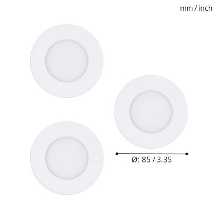 Eglo - 3 darabos szett: dimmelhető RGB LED beépíthető lámpa FUEVA-C 1xLED/3W/230V, átm. 8,5 cm