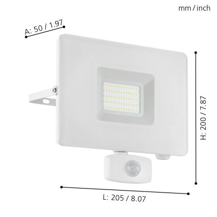 Eglo - LED reflektor érzékelős LED/50W/230V IP44