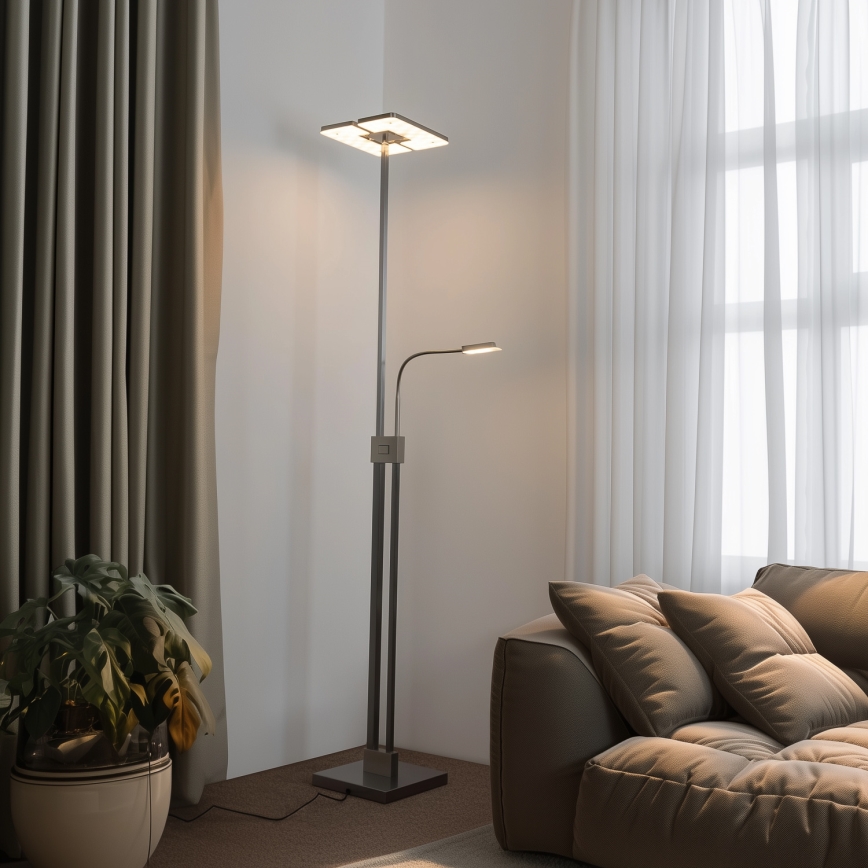 Eglo 33182 - LED Dimmelhető állólámpa SOLANO 1xLED/26W/230V +1xLED/3,2W 3000K matt króm