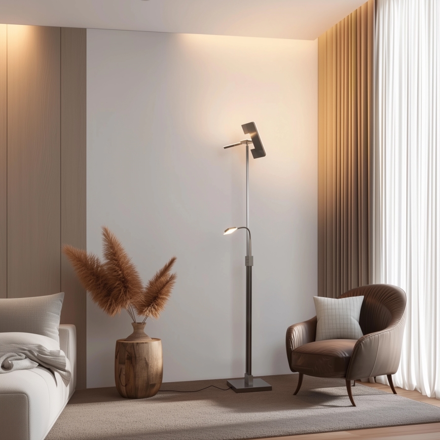 Eglo 33182 - LED Dimmelhető állólámpa SOLANO 1xLED/26W/230V +1xLED/3,2W 3000K matt króm