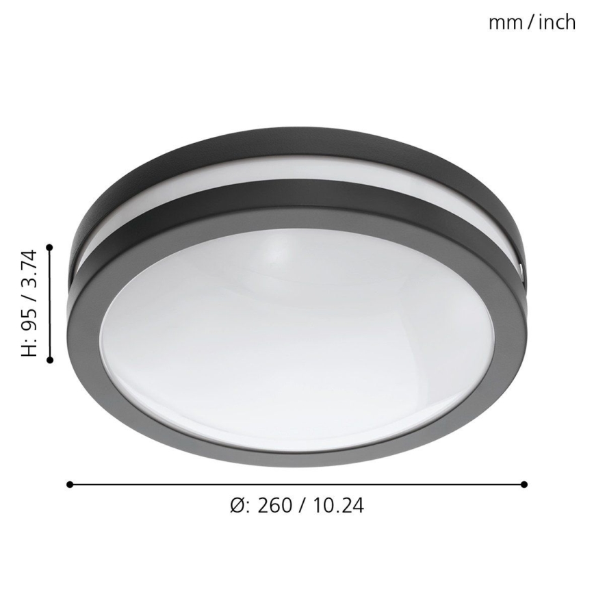 Eglo 33571 - LED dimmelhető fürdőszobai mennyezeti lámpatest LOCANA-C LED/14W/230V IP44 antracit