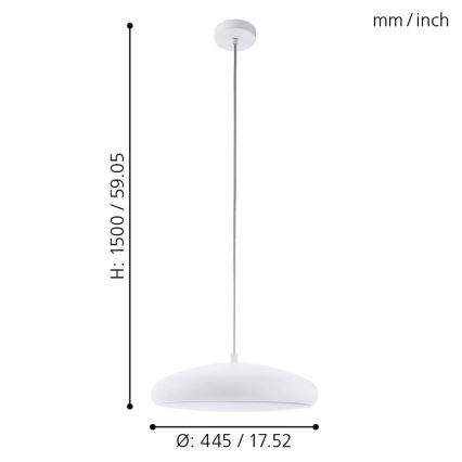Eglo 33765 - LED RGBW Dimmelhető csillár zsinóron RIODEVA-C LED/27W/230V 2700-6500K fehér