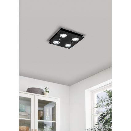 Eglo 33804 - LED Mennyezeti lámpa GRATTINO 4xGU10/2,8W/230V 3000K fekete