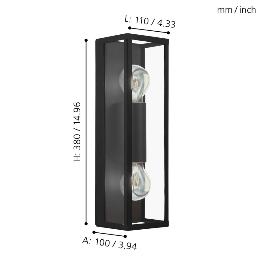 Eglo 33856 - Kültéri fali lámpatest ALAMONTE 2xE27/60W/230V IP44 fekete