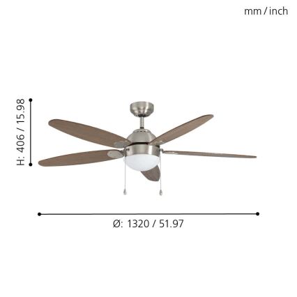 Eglo - Mennyezeti ventilátor 1xE14/60W/230V