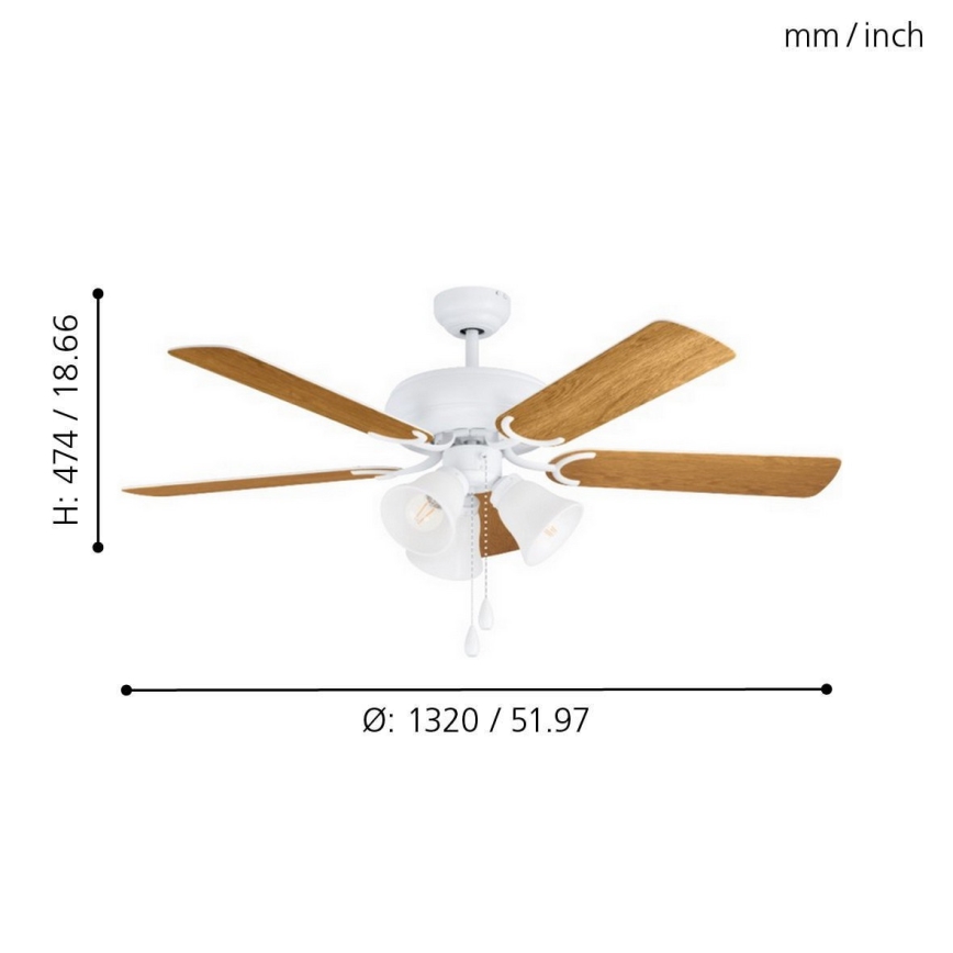 Eglo 35076 - Mennyezeti ventilátor LAS PALMAS 3xE27/40W/230V barna