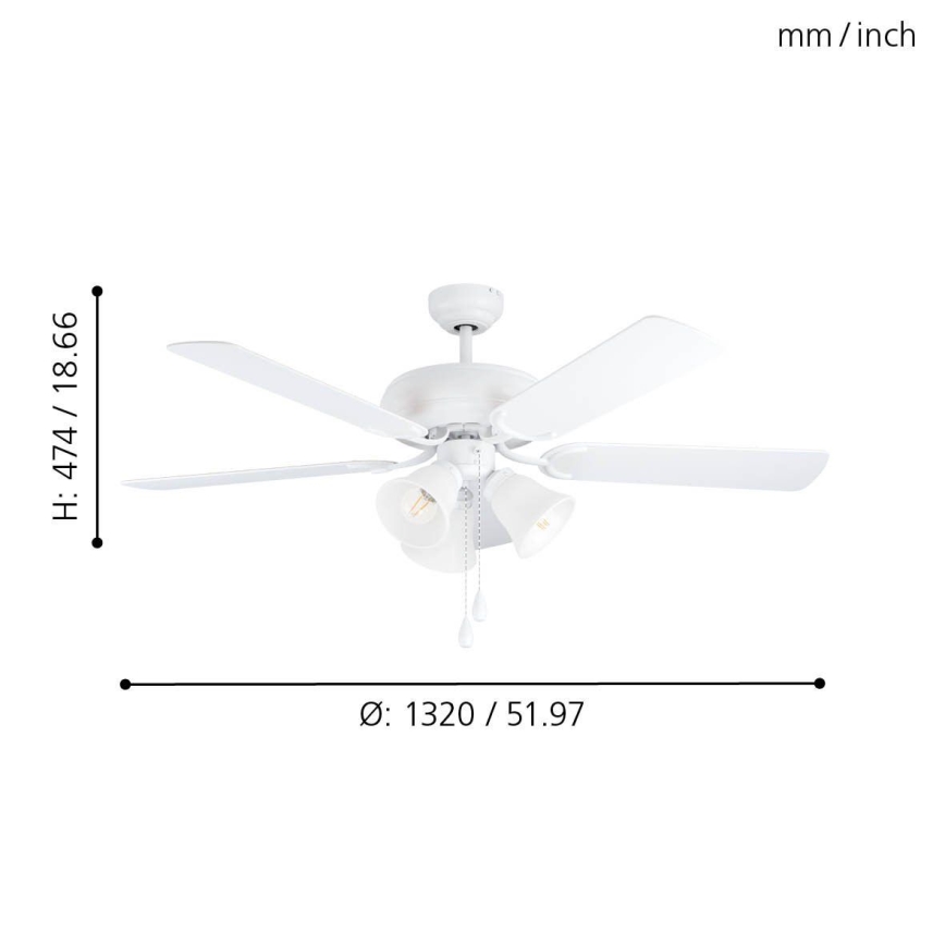 Eglo 35076 - Mennyezeti ventilátor LAS PALMAS 3xE27/40W/230V fehér