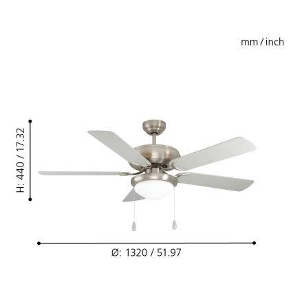 Eglo 35078 - Mennyezeti ventilátor BALLINA 2xE27/40W/230V