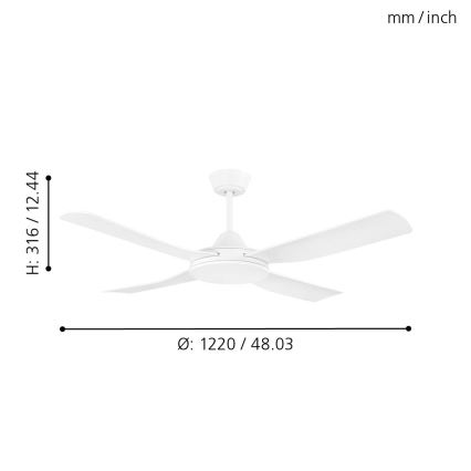 Eglo - Mennyezeti ventilátor 52W/230V + távirányító fehér