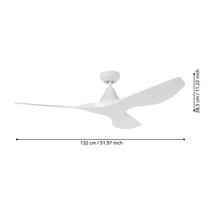 Eglo - Mennyezeti ventilátor Ø 132 cm, fehér + távirányítóval