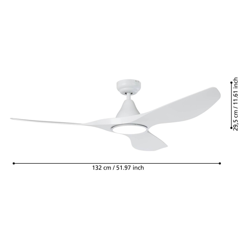 Eglo - LED mennyezeti ventilátor LED/19W/230V átm. 132 cm fehér + távirányító