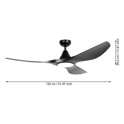 Eglo - LED mennyezeti ventilátor LED/20W/230V 3000/4000/5000K átm. 132 cm fekete + távirányító