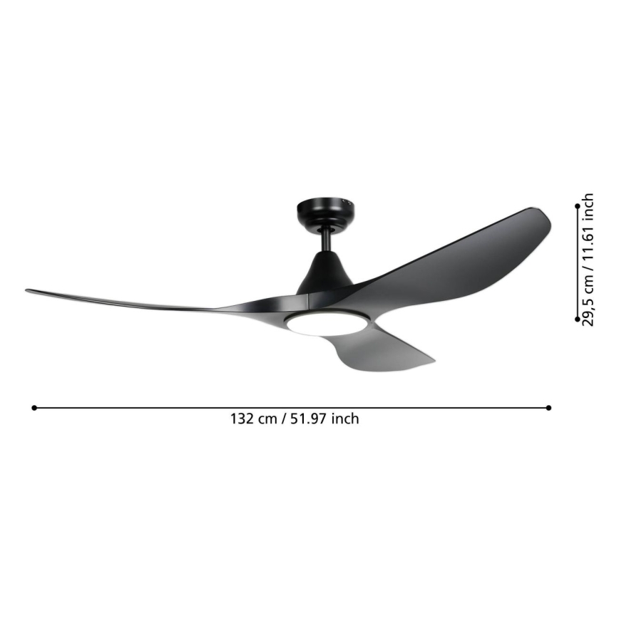 Eglo - LED mennyezeti ventilátor LED/20W/230V 3000/4000/5000K átm. 132 cm fekete + távirányító