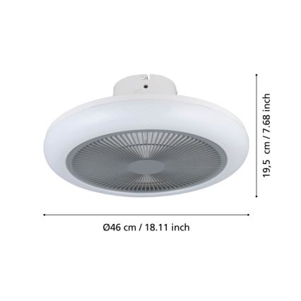 Eglo - LED Dimmelhető mennyezeti ventilátorn LED/25,5W/230V szürke + távirányító