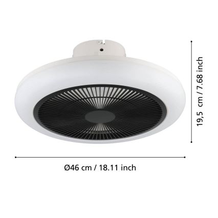 Eglo - LED dimmelhető mennyezeti ventilátor LED/25,5W/230V fekete + távirányító