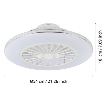 Eglo - LED dimmelhető mennyezeti ventilátor 3xLED/12,6W/230V 2700-6500K átm. 55 cm fehér + távirányító