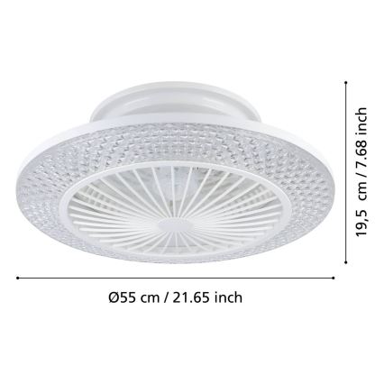 Eglo - LED dimmelhető mennyezeti ventilátor 3xLED/12,6W/230V 2700-6500K Ø 55 cm fehér + távirányító