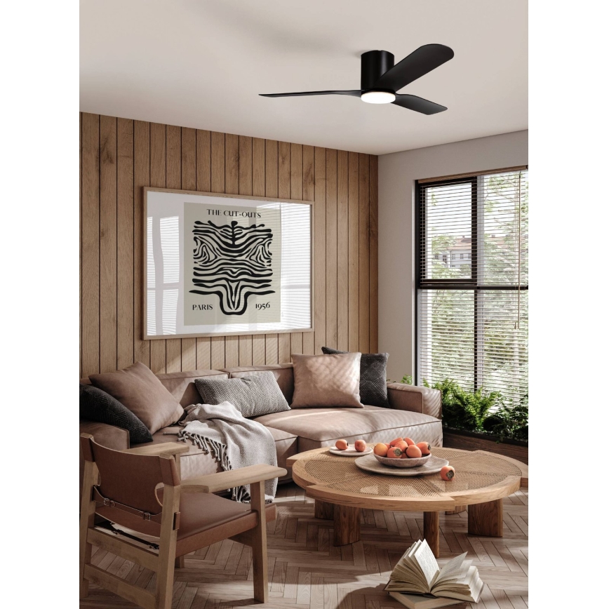 Eglo - LED fényerőszabályozható mennyezeti ventilátor LED/17W/230V 3000/4000/5000K átm. 132 cm fekete + távirányító