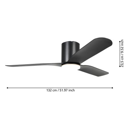 Eglo - LED fényerőszabályozható mennyezeti ventilátor LED/17W/230V 3000/4000/5000K átm. 132 cm fekete + távirányító