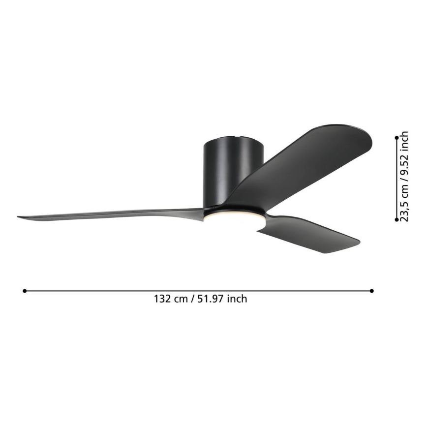 Eglo - LED fényerőszabályozható mennyezeti ventilátor LED/17W/230V 3000/4000/5000K átm. 132 cm fekete + távirányító