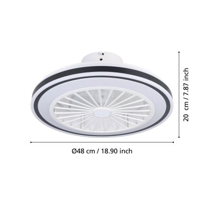 Eglo - LED dimmelhető mennyezeti ventilátor LED/25,5W/230V fehér/fekete 2700-6500K + távirányító