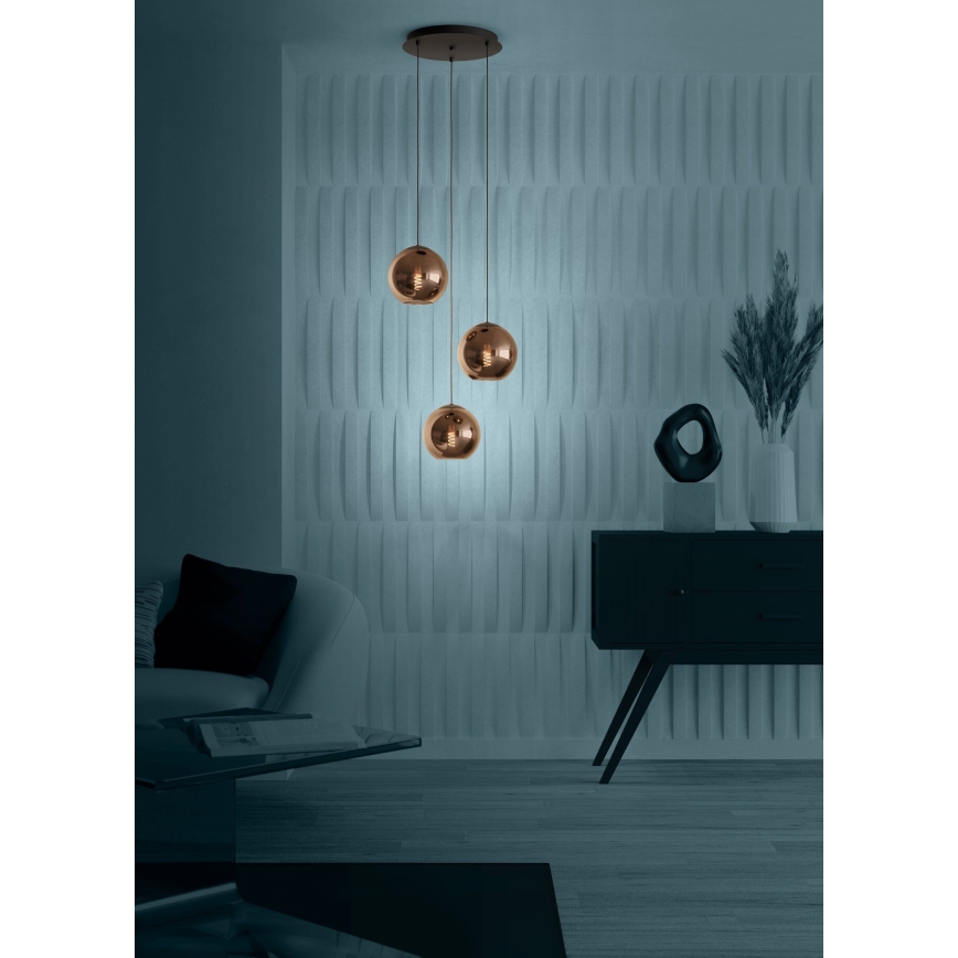 Eglo - Csillár zsinóron 3xE27/40W/230V réz