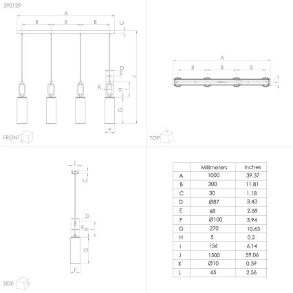 Eglo - Csillár zsinóron 4xE27/40W/230V fényezett króm
