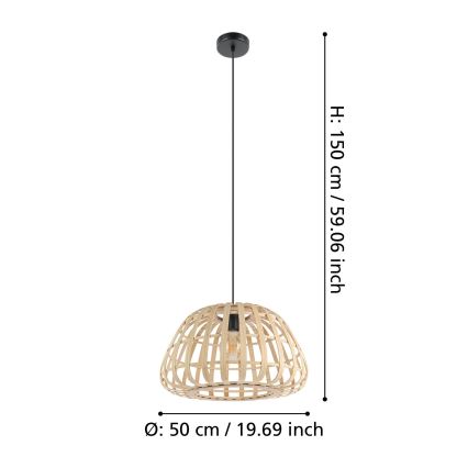 Eglo - Csillár zsinóron 1xE27/40W/230V átm. 50 cm bambusz