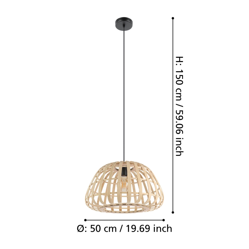 Eglo - Csillár zsinóron 1xE27/40W/230V átm. 50 cm bambusz