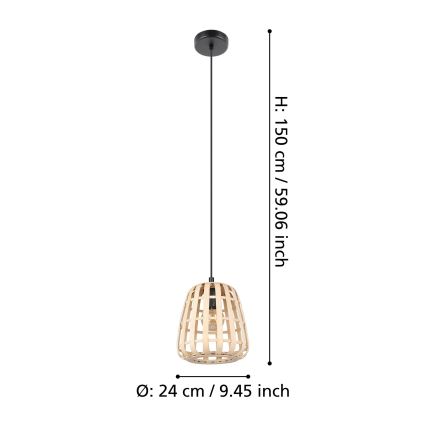 Eglo - Csillár zsinóron 1xE27/40W/230V átm. 24 cm bambusz