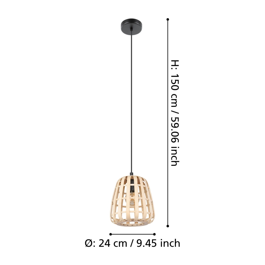 Eglo - Csillár zsinóron 1xE27/40W/230V átm. 24 cm bambusz