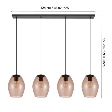 Eglo - Csillár zsinóron 4xE27/40W/230V barna