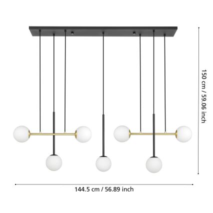 Eglo - Csillár zsinóron 7xE14/40W/230V arany/fekete