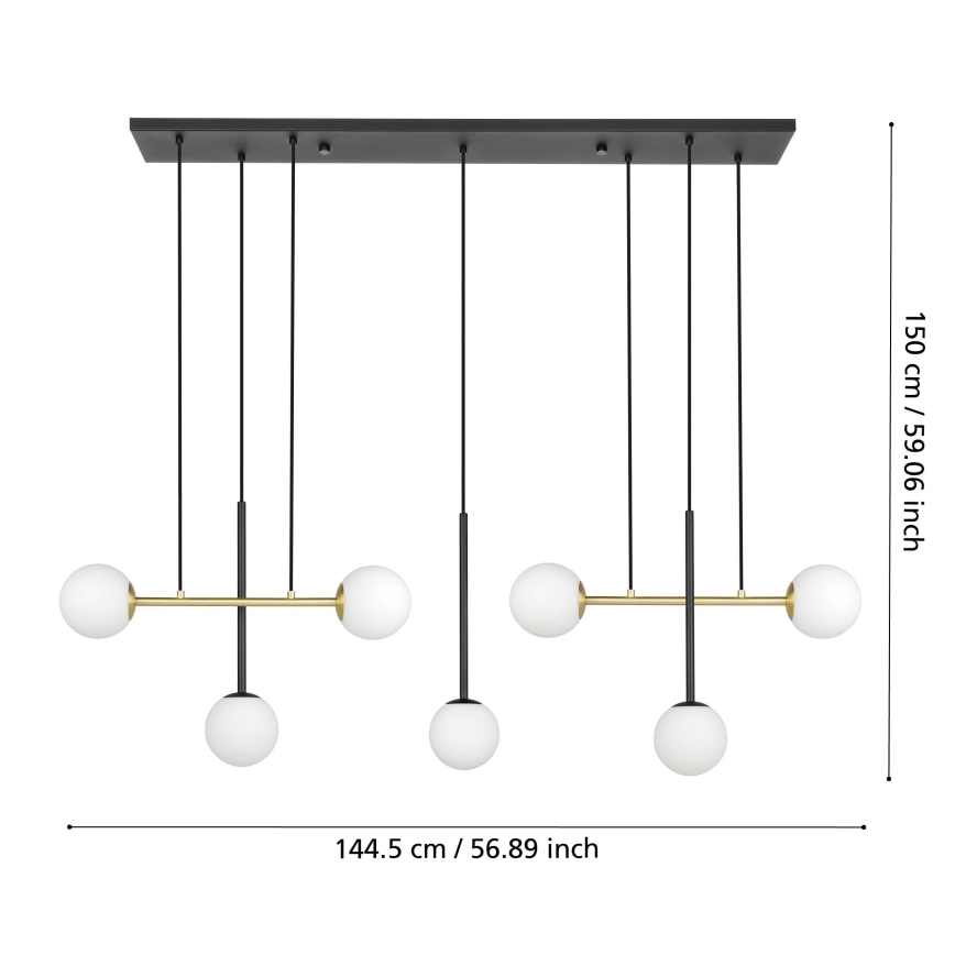 Eglo - Csillár zsinóron 7xE14/40W/230V arany/fekete