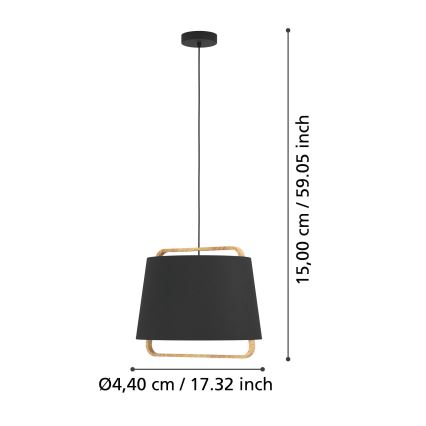 Eglo - Csillár zsinóron 1xE27/40W/230V fekete